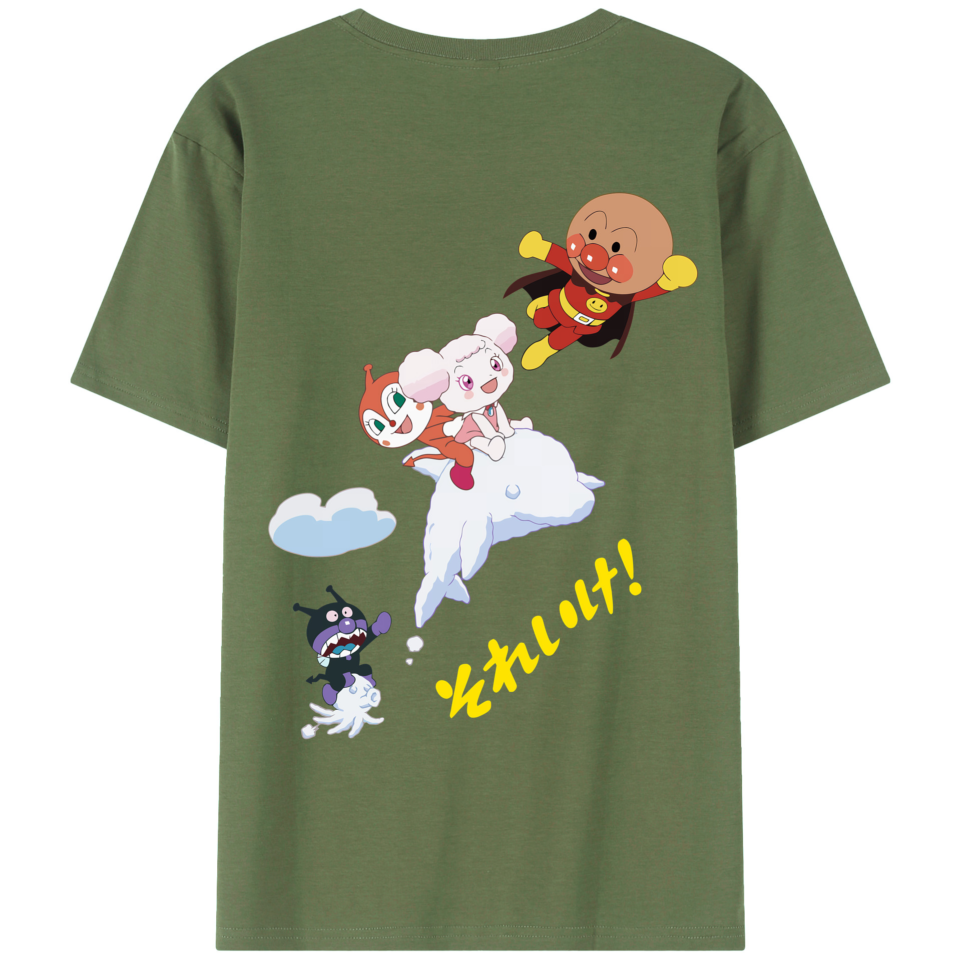 （画像用） アンパンマン Anpanman 綿100％ メンズ半袖Tシャツ（バックプリント） 通気性